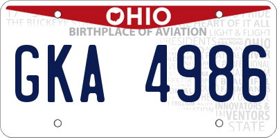 OH license plate GKA4986