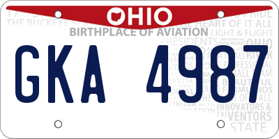 OH license plate GKA4987
