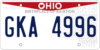 OH license plate GKA4996