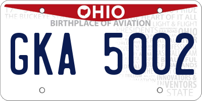 OH license plate GKA5002
