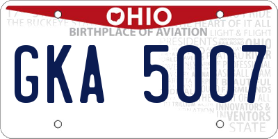 OH license plate GKA5007