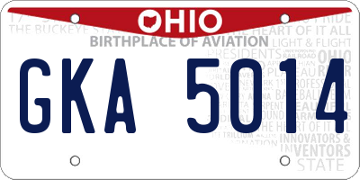 OH license plate GKA5014