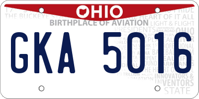 OH license plate GKA5016