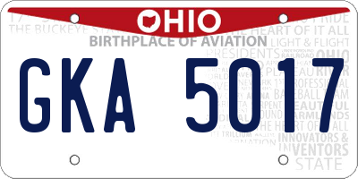 OH license plate GKA5017