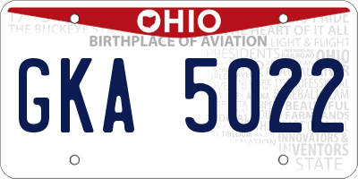 OH license plate GKA5022