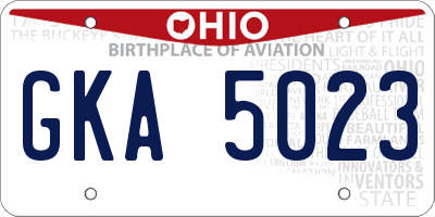 OH license plate GKA5023