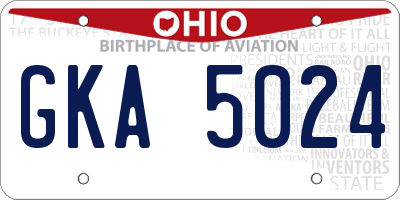 OH license plate GKA5024