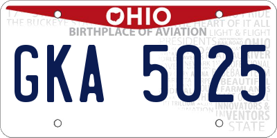 OH license plate GKA5025