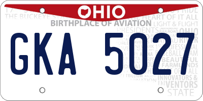 OH license plate GKA5027