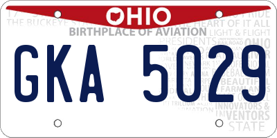 OH license plate GKA5029