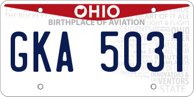 OH license plate GKA5031