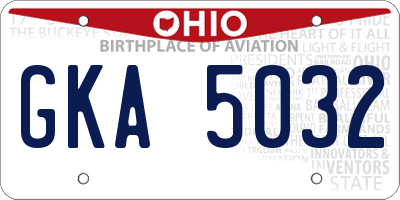 OH license plate GKA5032