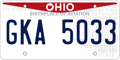 OH license plate GKA5033