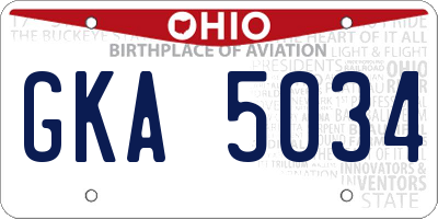 OH license plate GKA5034