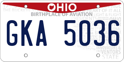 OH license plate GKA5036