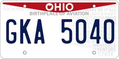 OH license plate GKA5040