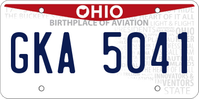OH license plate GKA5041