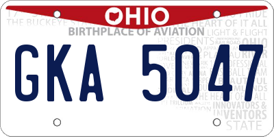 OH license plate GKA5047