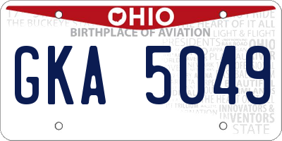 OH license plate GKA5049