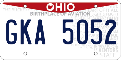 OH license plate GKA5052
