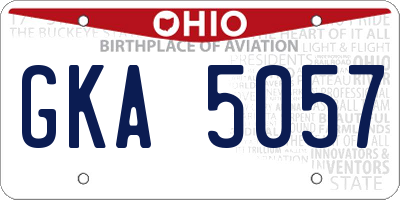 OH license plate GKA5057
