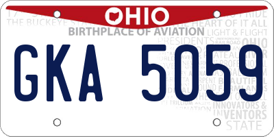 OH license plate GKA5059