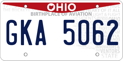 OH license plate GKA5062