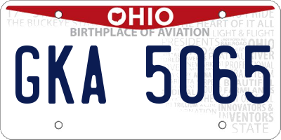 OH license plate GKA5065