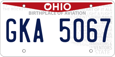 OH license plate GKA5067
