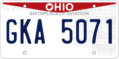 OH license plate GKA5071