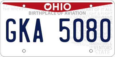 OH license plate GKA5080