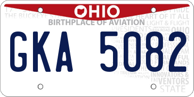 OH license plate GKA5082