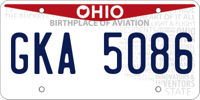 OH license plate GKA5086