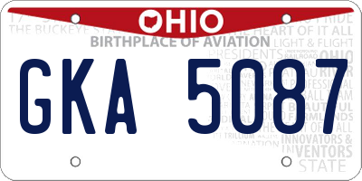 OH license plate GKA5087