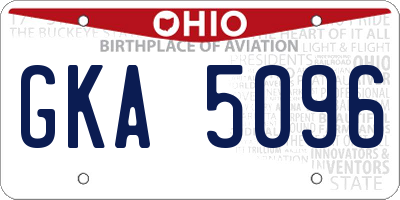 OH license plate GKA5096