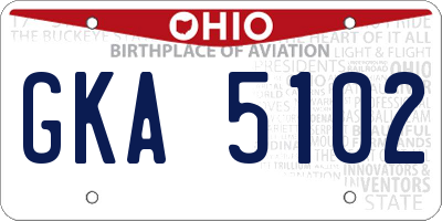 OH license plate GKA5102