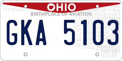 OH license plate GKA5103