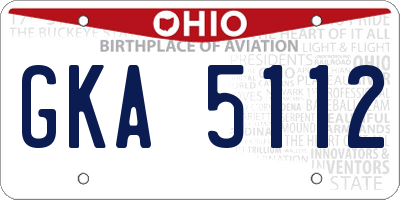 OH license plate GKA5112