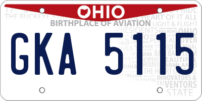 OH license plate GKA5115