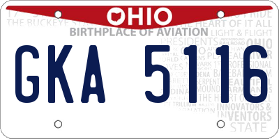 OH license plate GKA5116