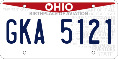 OH license plate GKA5121