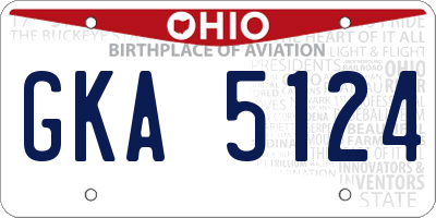 OH license plate GKA5124