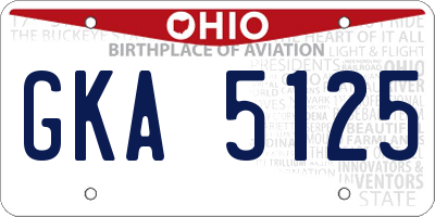 OH license plate GKA5125