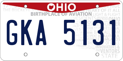 OH license plate GKA5131