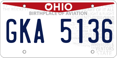 OH license plate GKA5136