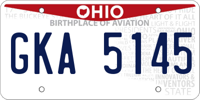 OH license plate GKA5145