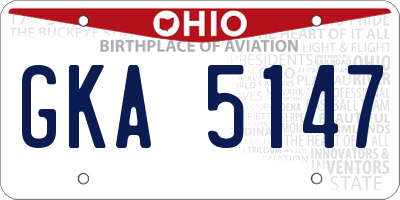 OH license plate GKA5147