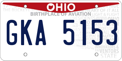 OH license plate GKA5153