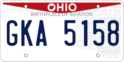 OH license plate GKA5158