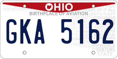 OH license plate GKA5162